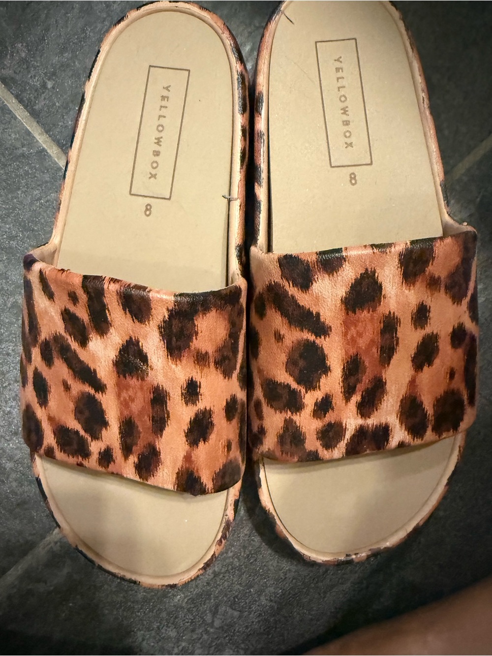 Yellow Box Leopard Print Slide Sandals - Brown/Tan